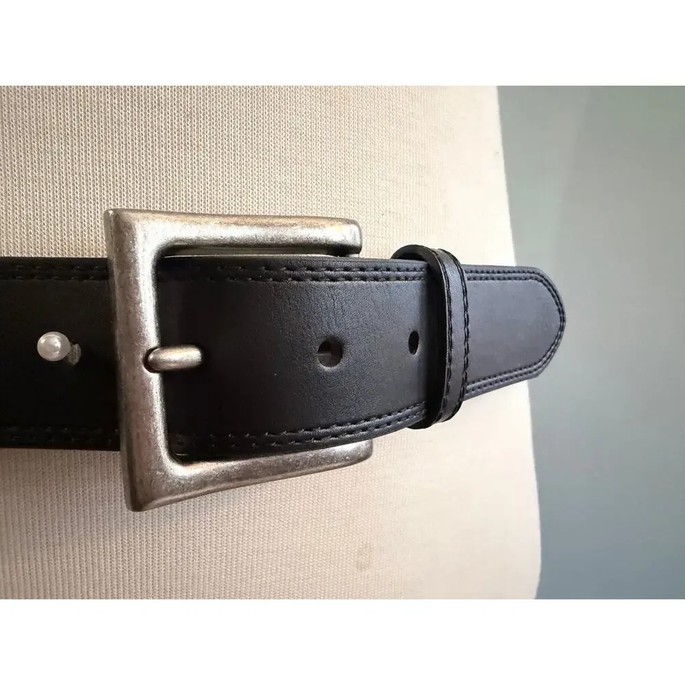 Black Genuine Leather Belt Mens sz 42